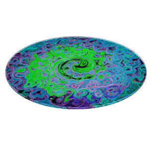 Planche À Découper Lime Green Super Abstrait Retro Liquid Swirl