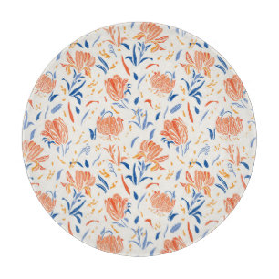 Planche À Découper Linocut botanique baroque : arrière - plan sans co