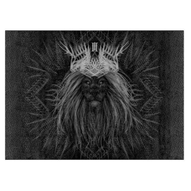 Planche À Découper Lion avec monogramme de couronne (Devant)