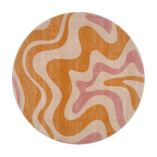 Planche À Découper Liquide Swirl Retro Vibe orange et rose croustilla