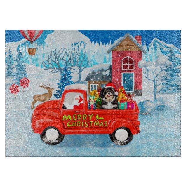 Planche À Découper Livraison de Noël de chien Havanais Camion neige (Devant)