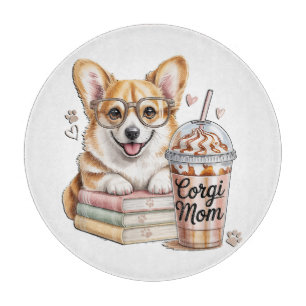 Planche À Découper Livres de Corgis et café glacé pour chien