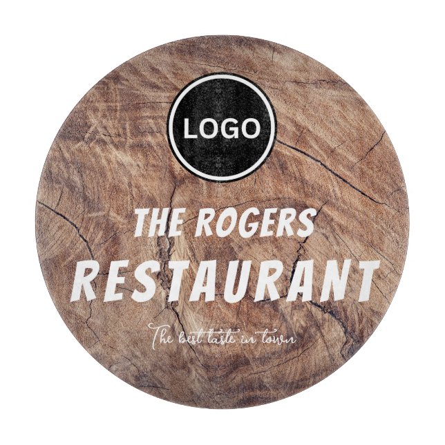 Planche À Découper Logo d'entreprise de restaurant rustique (Devant)