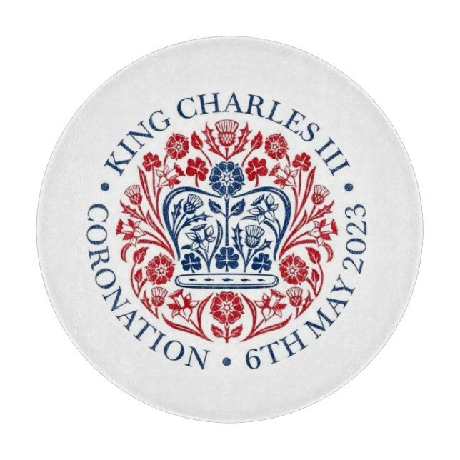 Planche À Découper Logo du couronnement King Charles III (Devant)