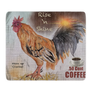 Planche À Découper Lot Rooster Vintage Fun Glass Coupe