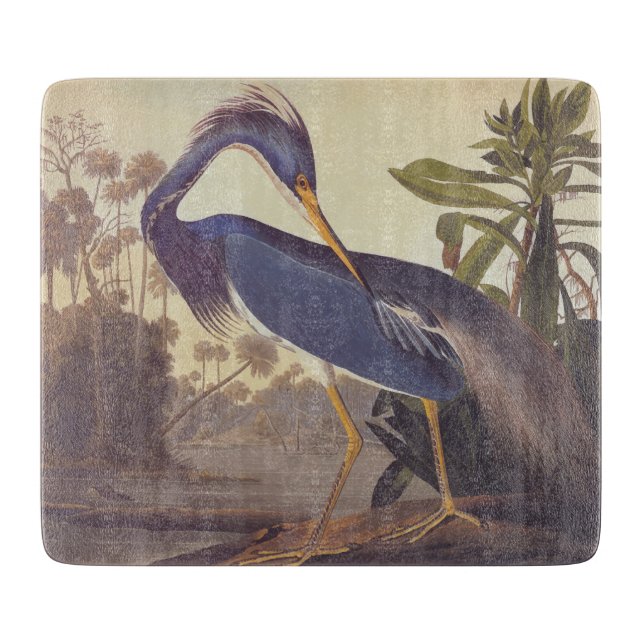Planche À Découper Lousiana Heron en gris, vert et bleu par Audubon (Devant)