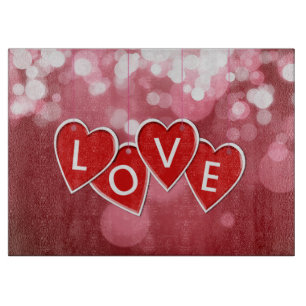 Planche À Découper Love Lettering Red Hearts