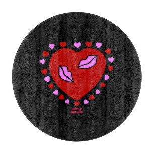 Planche À Découper Lovely Heart Kisses Round Cutting Board 30,4 cm