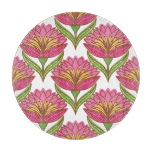 Planche À Découper Luminosité florale : Vintage blanc rouge.