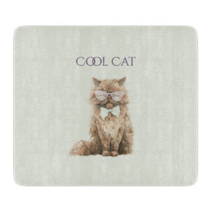 Planche À Découper Lunettes Cool Cat Marron Violet Menthe  