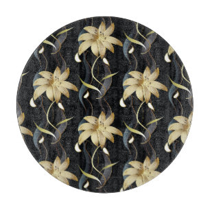 Planche À Découper Luxe à rayures florales : Vintage 3D.