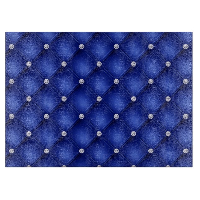 Planche À Découper Luxe Royal Blue Diamond Tufted Motif (Devant)