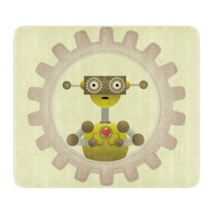 Planche À Découper M. Robot avec Coeur d'engrenage Steampunk
