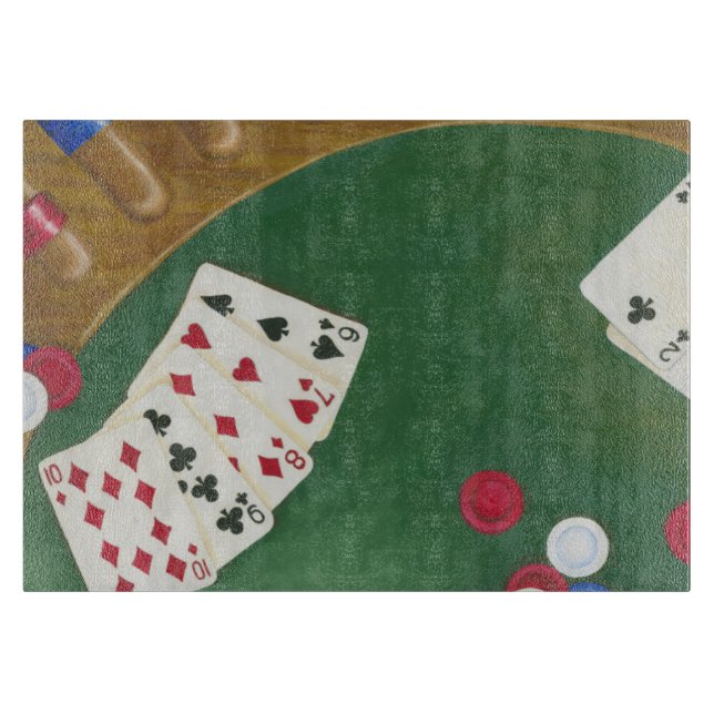 Planche À Découper Main de Poker gagnante six à dix (Devant)