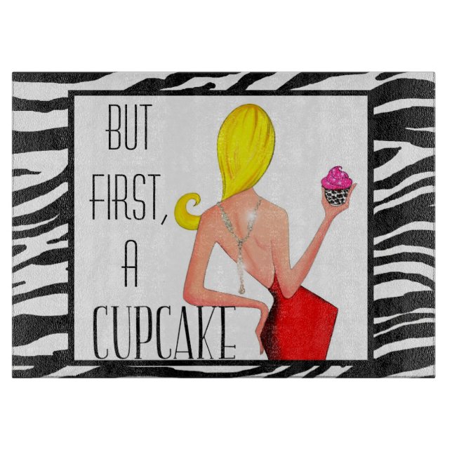 Planche À Découper "Mais D'Abord, Un Cupcake !" (Devant)