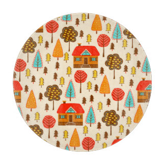 Planche À Découper Maisons Forest Vintage Motif sans couture
