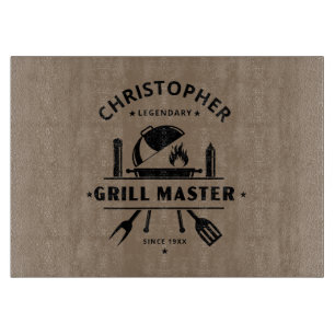 Planche À Découper Maître de Grill Légendaire Nom personnalisé Brun