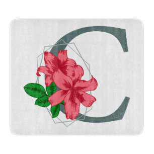 Planche À Découper Majuscule C monogramme floral
