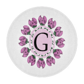 Planche À Découper Majuscule G monogramme floral