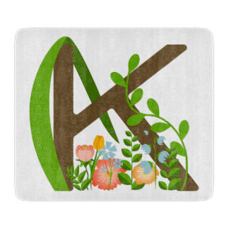 Planche À Découper Majuscule K monogramme floral