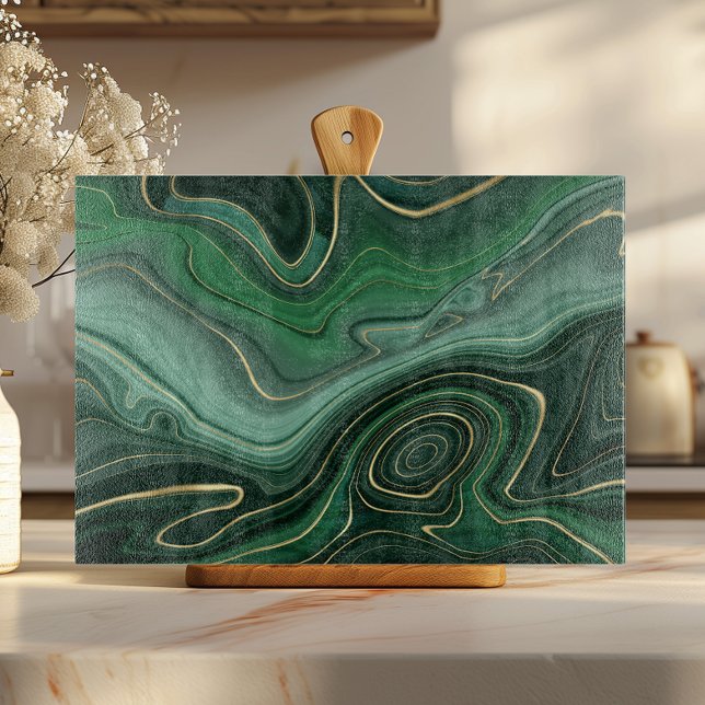 Planche À Découper Malachite Gemme de Vert Or (Créateur téléchargé)