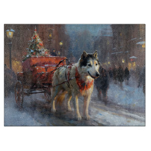 Planche À Découper Malamute d'Alaska Saison de Fêtes de Noël