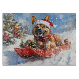 Planche À Découper Malinoi belge dans la boue Laisser neiger Noël