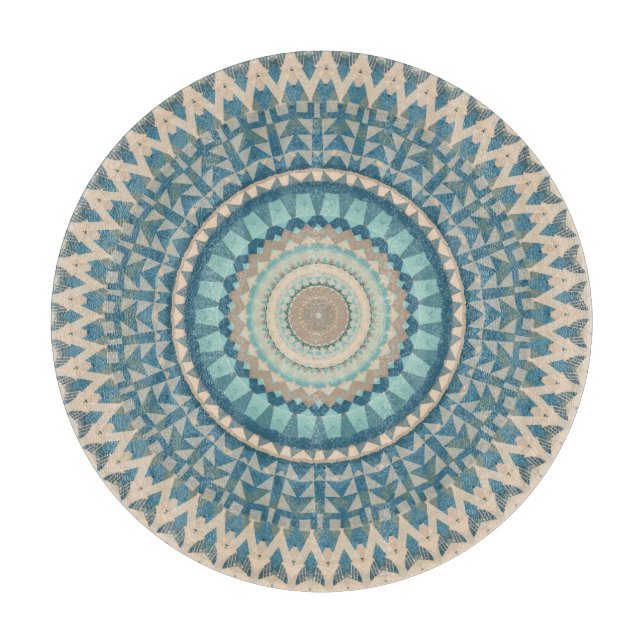 Planche À Découper Mandala bleu clair Turquoise (Devant)
