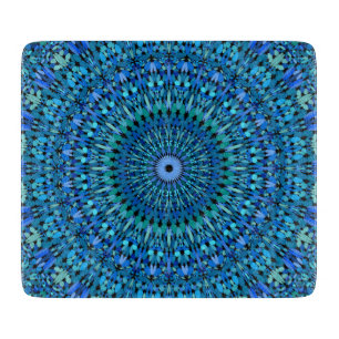 Planche À Découper Mandala en pierre bleu et vert de jardin