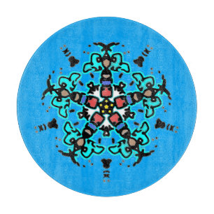 Planche À Découper Mandala Floral Turquoise Sans Couture