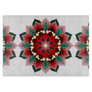 Planche À Découper Mandala Motif 02 en carton rouge