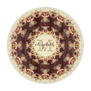 Planche À Découper Mandala Rond Nom Personnalisé Dentelle de Campagne