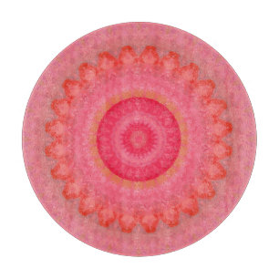 Planche À Découper Mandala rose, orange et jaune