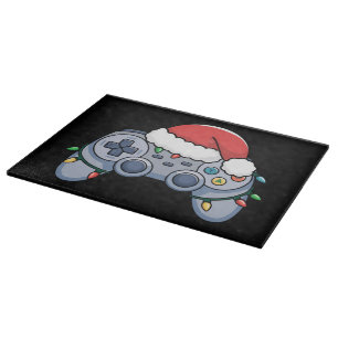 Planche À Découper Manette de jeu vidéo chapeau de Noël Santa Gamer