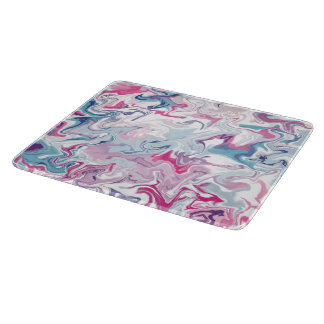 Planche À Découper Marbre Abstrait rose et bleu