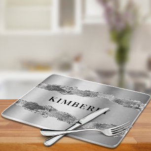 Planche À Découper Marbre argenté nom élégant