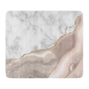 Planche À Découper Marbre Blanc Agate Ivoire Paillettes Dorées