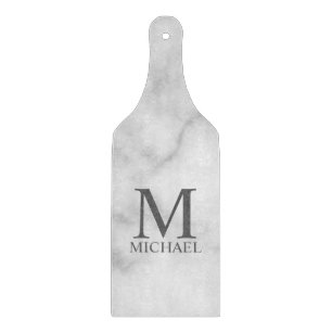 Planche À Découper Marbre blanc Monogramme personnalisé et nom
