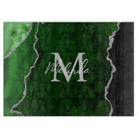 Marbre d'agate vert et argent