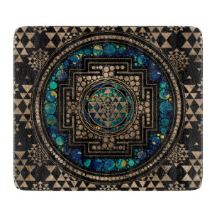 Planche À Découper Marbre et or Sri Yantra / Sri Chakra