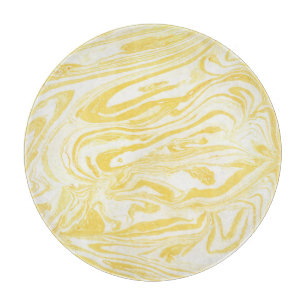 Planche À Découper Marbre jaune élégant : Texture dessinée à la main