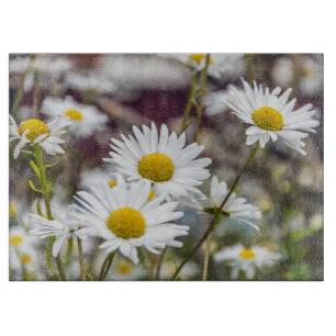 Planche À Découper Marguerites blanches en verre