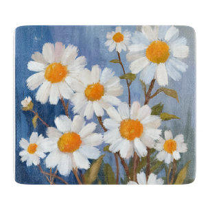 Planche À Découper Marguerites blanches fleurs aquarelles peintes