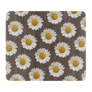 Planche À Découper Marguerites blanches sur Brown Arrière - plan Flor