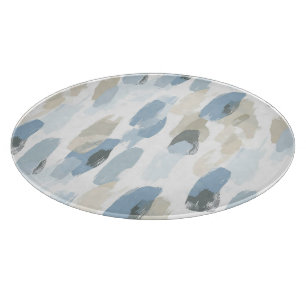 Planche À Découper Mariage Abstrait Crème Bleu Blanc