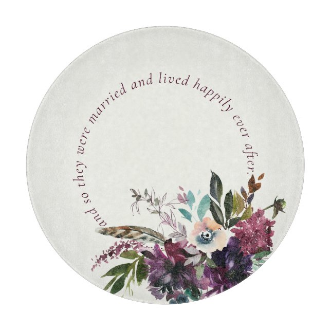 Planche À Découper Mariage Aquarelle Fleurie Ivoire Splendeur de Bour (Devant)