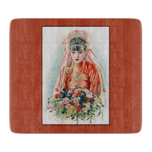Planche À Découper Mariée en rouge au Mariage chinois à Shanghai
