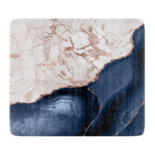 Planche À Découper Marine Blue Agate Rose Gold Marble