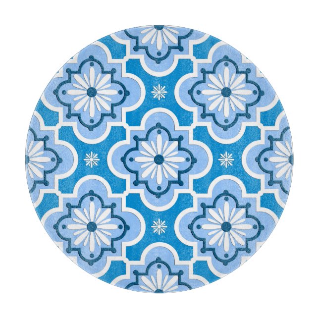 Planche À Découper Marocain en tuiles motif - Bleu et Blanc (Devant)