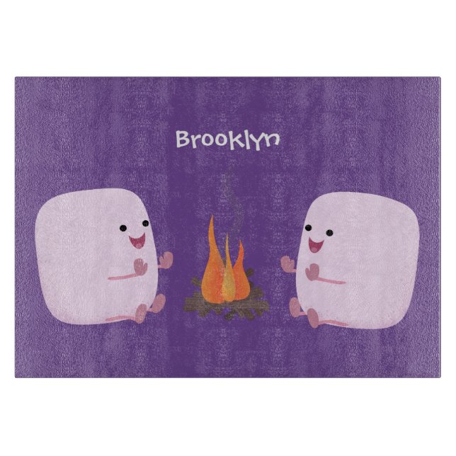 Planche À Découper Marshmallows mignons roses par dessin animé sur le (Devant)